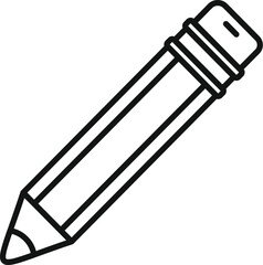 Canvas Print - Simple black and white icon of a pencil, emphasizing its role as a tool for drawing and writing