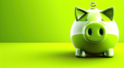 Wall Mural - piggy bank with green background