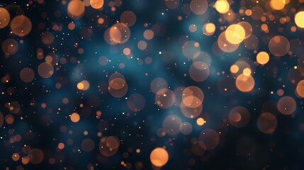 Wall Mural - Abstract Bokeh Background with Golden and Blue Light Particles for Festive and Celebratory Themes