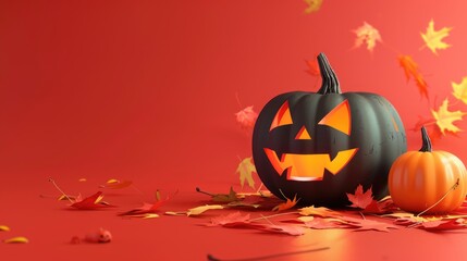 Poster - Festive Halloween mockup with pumpkin background