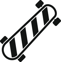 Sticker - Black and white icon of a longboard skateboard for extreme sport practice