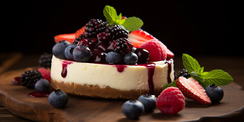 Canvas Print - Fresh berry cheesecake food photography