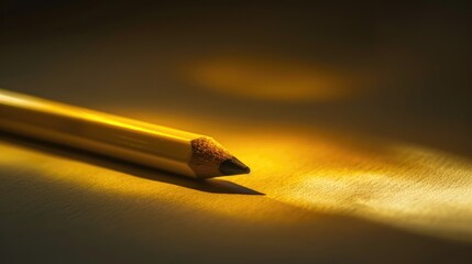 Canvas Print - Minimalist yellow pencil on paper with creative lighting