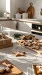 © Master old - Modern Kitchen With Homemade Gingerbread Cookies And Gift Boxes On Kitchen Counter. Baking And Selling