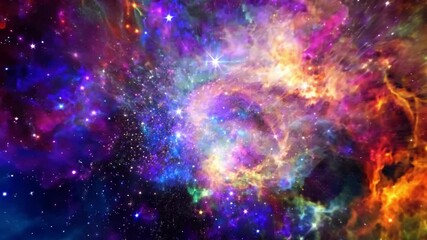 Wall Mural - A swirling nebula of vibrant colors in space, with a bright star shining in the center.
