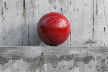 Sticker - Red sphere against a textured gray background