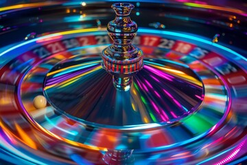 Wall Mural - hoto-realistic image of a color roulette wheel in motion.