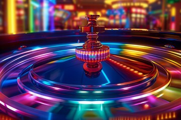 Wall Mural - hoto-realistic image of a color roulette wheel in motion.
