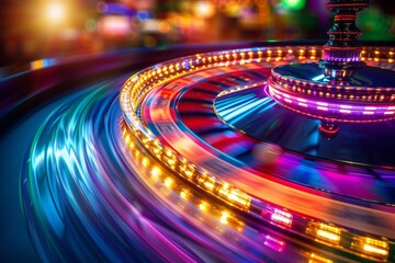 Wall Mural - hoto-realistic image of a color roulette wheel in motion.