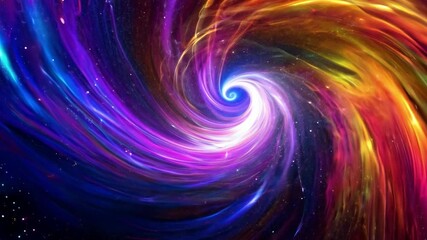 Poster - A swirling galaxy with vibrant colors of purple, blue, red, and yellow. The galaxy is full of energy, creating a sense of movement and wonder.
