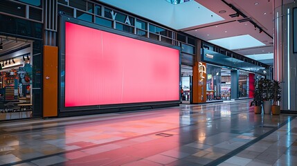 Wall Mural - mockup of large led screen a front of shop in shopping mall : Generative AI