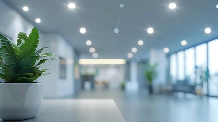 Fototapete - Blur focus of White open space office interior can be used as background : Generative AI