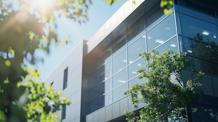 Poster - Modern business building in sunny day : Generative AI