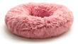 © Generative AI - Pink soft round plush pet bed isolated on white : Generative AI