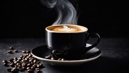 a cup of coffee with a saucer and a spoon on a table