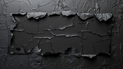 Poster - Two black torn sheets of paper on the wall : Generative AI