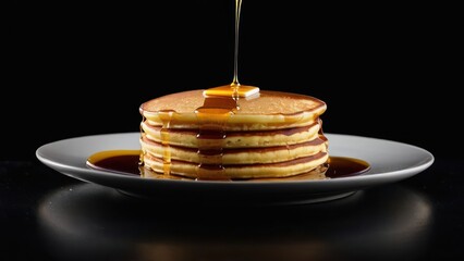 Wall Mural - araffe pancakes with syrup and syrup being poured on top