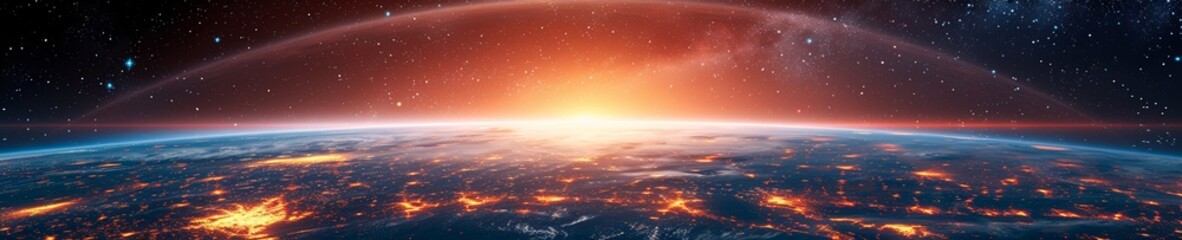 Wall Mural - an abst5ract technology background with a huge lit up circle in the sky.