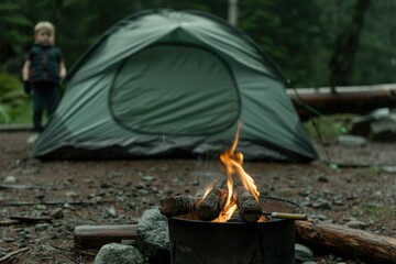 Poster - Cozy camping tent in the forest