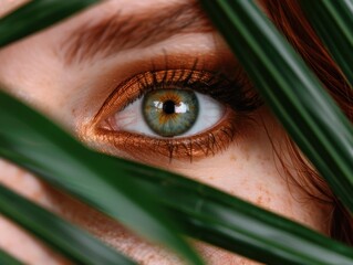 Canvas Print - close-up of a vibrant green eye