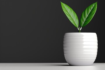 Canvas Print - Minimalist potted plant on dark background