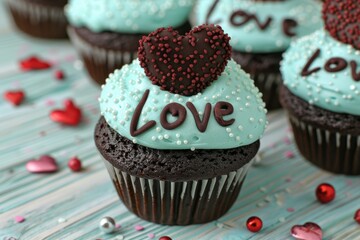 Poster - Delightful Valentine's Day cupcakes with chocolate hearts