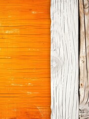 Wall Mural - Vibrant orange wood texture contrasted with weathered white planks