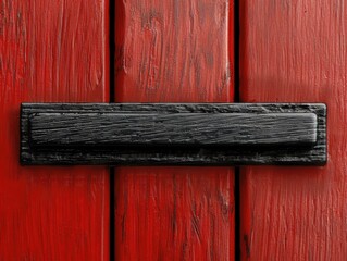 Canvas Print - Vibrant red wooden planks with a black accent board