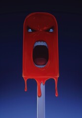 Sticker - Angry red monster face with open mouth