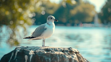 Gull with black head at the park