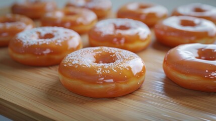 Wall Mural - Donuts on a wood surface