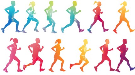 Canvas Print - colorful running people vector