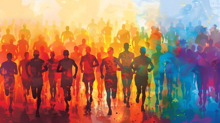 Wall Mural - colorful running people vector