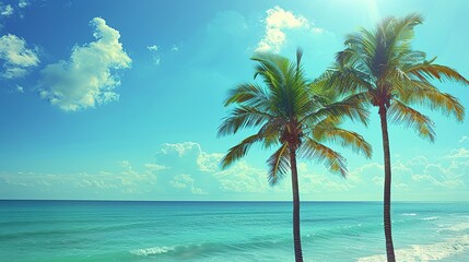 Wall Mural - Tropical Paradise: Palm Trees by the Ocean