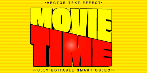 Poster - Red Yellow Movie Vector Fully Editable Smart Object Text Effect