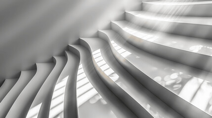 Wall Mural - Elegant Minimalist White Background with Diagonal Grey Stripes and Shadows