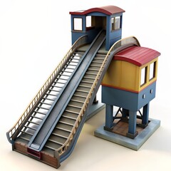 Wall Mural - 3D Render of a Funicular Railway, on isolated white background, Generative AI