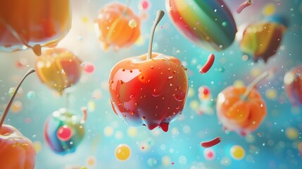 Wall Mural - Candy Coated Cherry with Confetti.