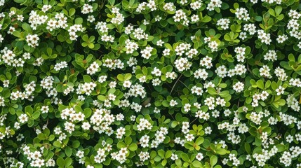 Wall Mural - White Flowers Blooming on Green Bush