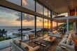 © sengah - Modern Living Room with Ocean Sunset Views
