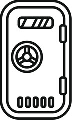 Poster - Simple line art illustration of a bank vault door featuring a combination lock, symbolizing security and protection