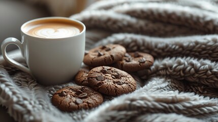 Poster - Cozy Coffee and Cookies on a Blanket