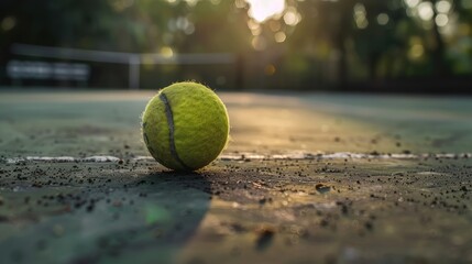 Close up Tennis ball with a steam or smoke on the background with copy space.