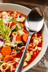 Wall Mural - plate of minestrone soup