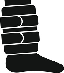 Canvas Print - Black and white icon of a foot wearing a support brace, representing injury recovery and rehabilitation