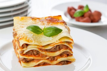 Wall Mural - Portion of lasagna with meat topped with parmesan