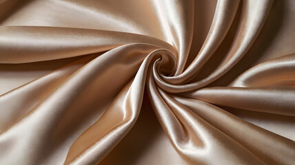 Beige Silk Satin Center Swirl Fabric Background