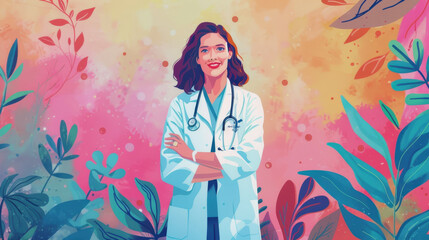 Wall Mural - International Doctor's Day. the woman is a doctor. The girl is a doctor