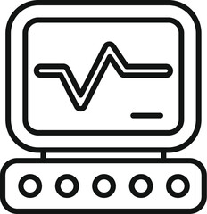 Sticker - Black and white simple icon of a heartbeat monitor showing a pulse on the screen