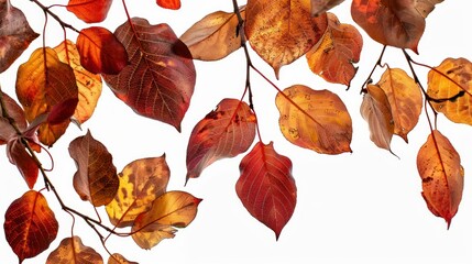 Poster - Autumn Leaves with White Background